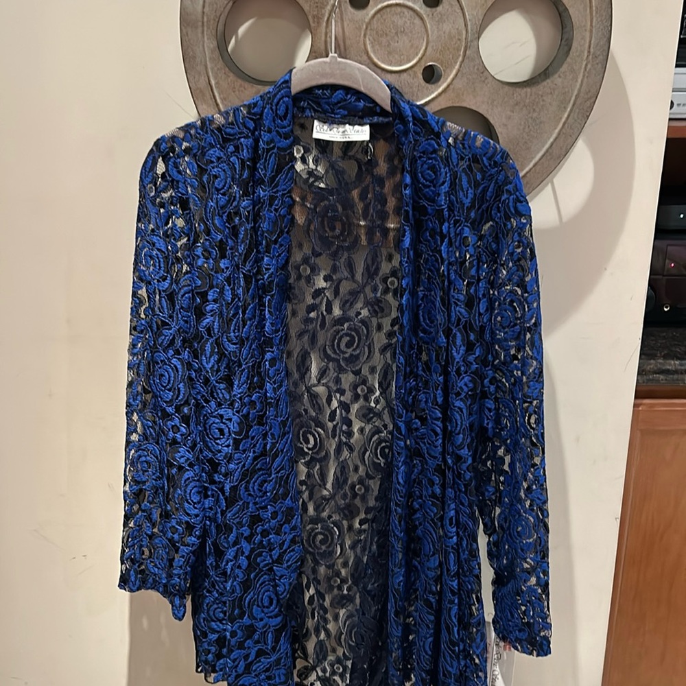 Sole Dione Studios floral Laced open front cardigan sz 1X